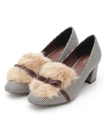 リボン×ファーパンプス/CHECK