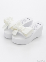 リボン厚底ビーサン/ホワイト