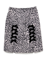 リボン付きボックスプリーツスカート/レオパード