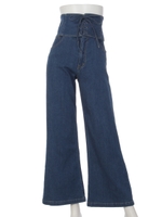 レースアップデニムワイドパンツ/ダスティ