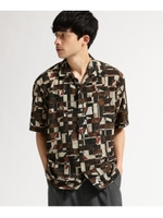 レトロプリント オープンカラーシャツ/ブラック(119)