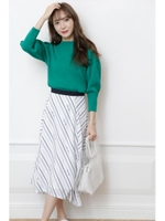 ロゴストライプイレヘムスカート/ホワイト