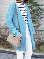 ロングカラーカーディガン/ブルー