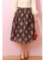 ヴィンテージブーケメタルプリントスカート/ブラック(010)