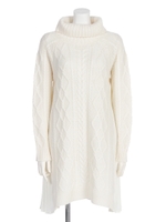 異素材切替ケーブルニットワンピース/O.WHT