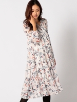 花柄ティアードワンピース/シロ