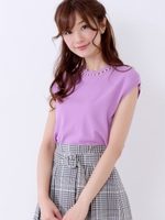 衿スカラップパールニット/ラベンダー