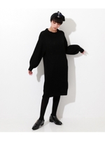 畦ブロッキングプチハイネックワンピース/ブラック(027)