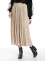 小花プリーツロングスカート/ベージュ