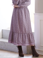 小花柄ティアードスカート/ラベンダー柄