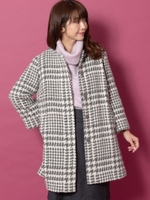 千鳥格子柄ウールコート（8R06-10003）/グレー