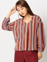 抜き衿スキッパーシャツ/キャメル