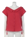 半袖オフショル風ブラウス/レッド