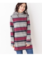 裏シャギーマルチボーダーチュニック/レットプラム(375)