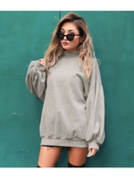 裏起毛ボリュームスリーブトレー/ライトグレー(007)