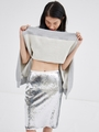 SEQUIN SKIRT/SILVER