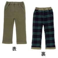 【26%OFF】無地×チェックリバーシブルパンツ