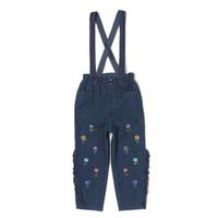 【50%OFF】お花刺しゅう入りサスペンダーつきデニムパンツ