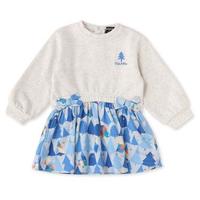 【50%OFF】もみの木柄ドッキングワンピース