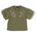 【50%OFF】バルーン袖お花刺しゅう入りTシャツ