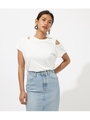 ASYMMETRY SLEEVE TOPS/O/WHT1