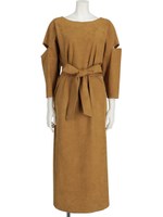BACK DRAPE SUEDE DRESS/BEIGE