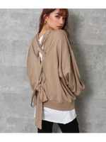 BACKレースアップスウェットプルオ/ベージュ(005)