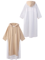 BICOLOR HOODED DRESS/ベージュ