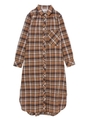 BIG POCKET PLAID CHECK SHIRT DRESS/ベージュ