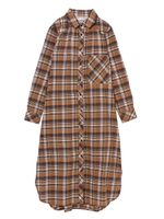 BIG POCKET PLAID CHECK SHIRT DRESS/ベージュ