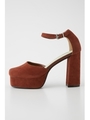 CHUNKY HEEL STRAP PUMPS/BRN