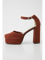 CHUNKY HEEL STRAP PUMPS/BRN