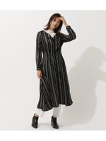 COLLARLESS BLOUSING ONEPIECE/柄BLK5