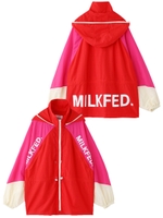 CONTRAST COLOR ZIP HOODED TOP/レッド