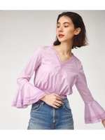COTTON LACE RUFFLE TOPS/L/PUR1