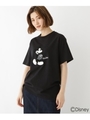 DISNEY ディズニー ミッキーマウス/サガラ刺繍 半袖 Tシャツ/ブラック(019)