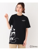 DISNEY ディズニー「ミッキーマウス」/サイドプリント 半袖 Ｔシャツ/ブラック(019)