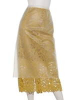 LACE LAYERED SKIRT/YELLOW