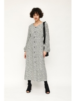 LEOPARD SPOT TUCKED ワンピース/M/WHT7
