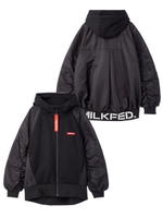 LOGO JACQUARD ZIP HOODED TOP/レッド
