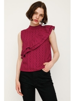 ONE SHOULDER FRILL TOPS/RED