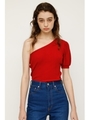 ONE SHOULDER PUFF SLEEVE TOPS/RED