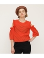 OPEN SHOULDER SCALLOP TOPS/L/RED1