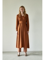 PIN TUCK FLARE ドレス/BRN