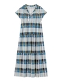 PLAID TIERED DRESS/ブルー