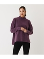 RIB HIGH NECK KNIT TOPS/PUR