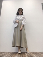 SET2点キャミワンピース+ボリュームブラウス/ベージュ