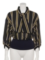 STRIPE BOW TIE BLOUSE/KHAKI