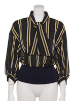 STRIPE BOW TIE BLOUSE/KHAKI