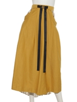 STRIPE LAYERED SKIRT/YELLOW